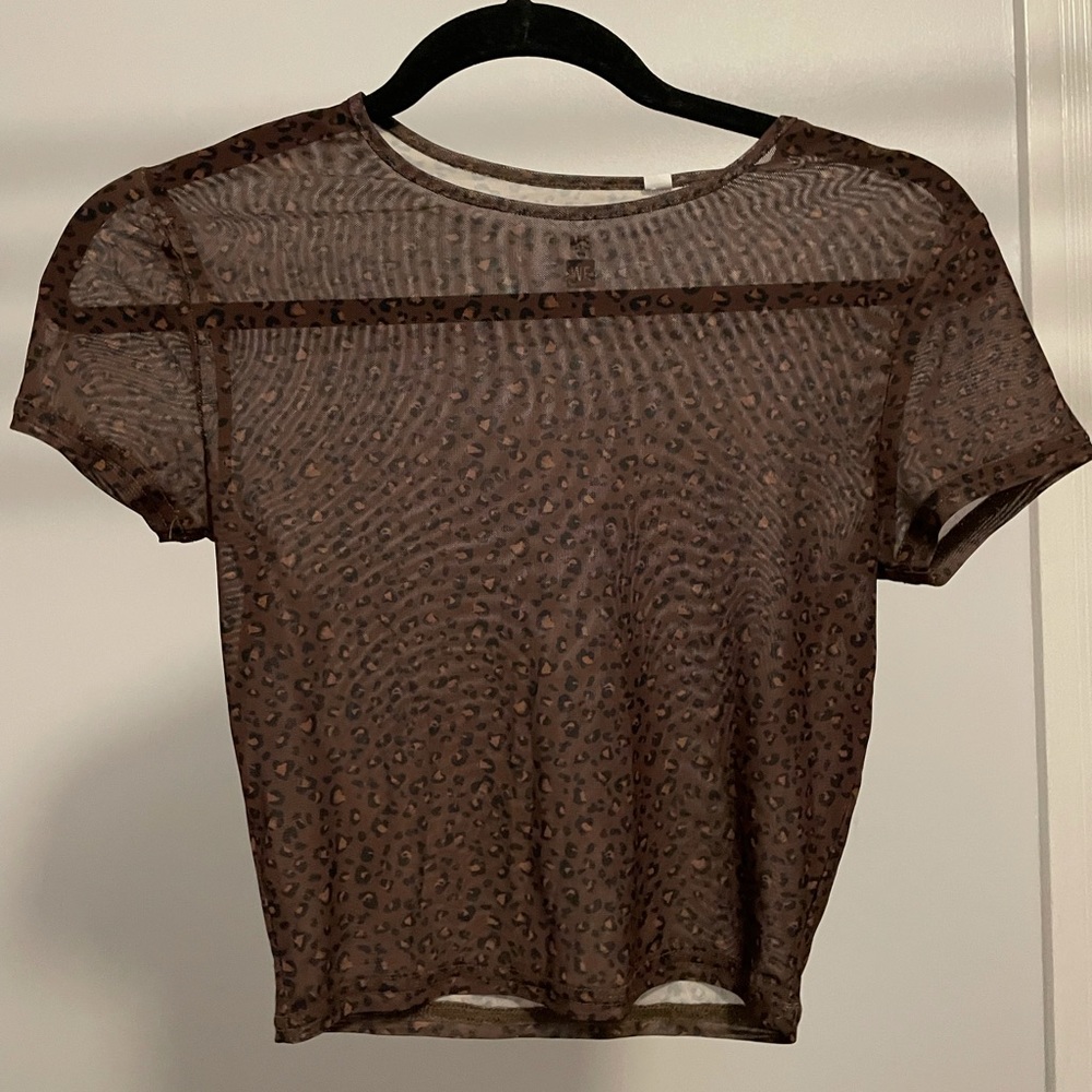 Cheetah print mesh baby tee